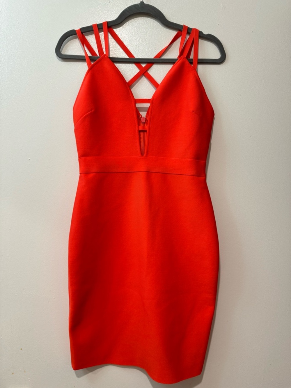 Women’s Red Strappy V-Neck Bodycon Dress